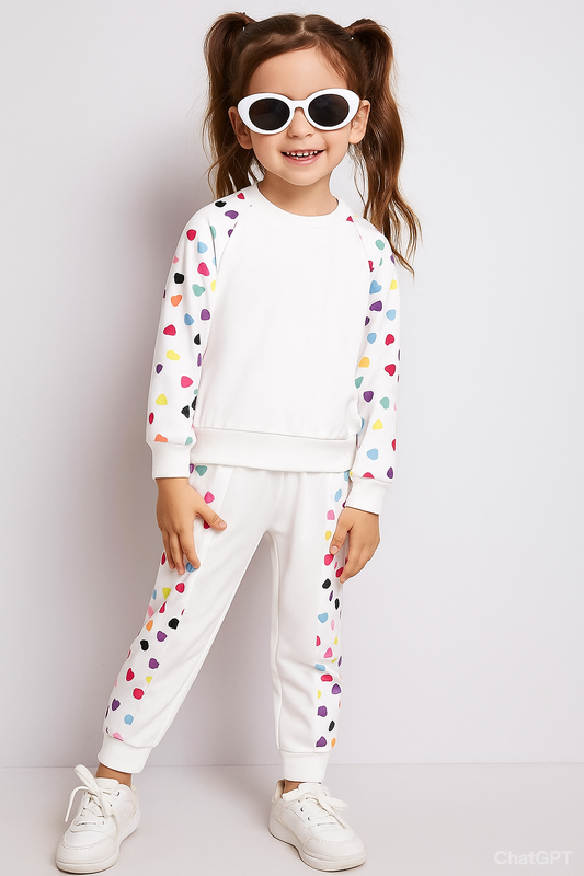 Girls white dot tracksuit