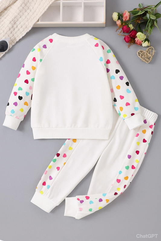 Girls white dot tracksuit