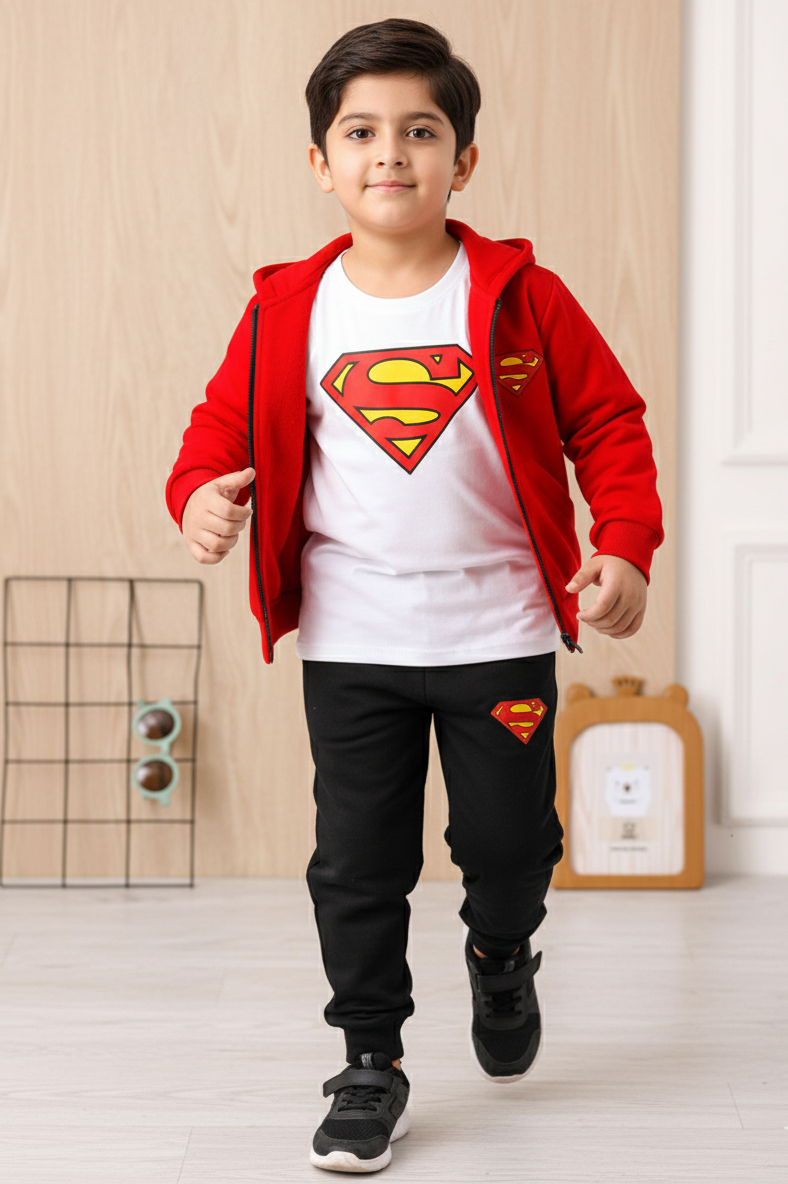 superman 3 piece zipper tracksuit