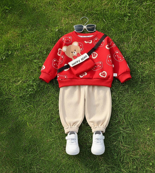 Red crossbody tracksuit
