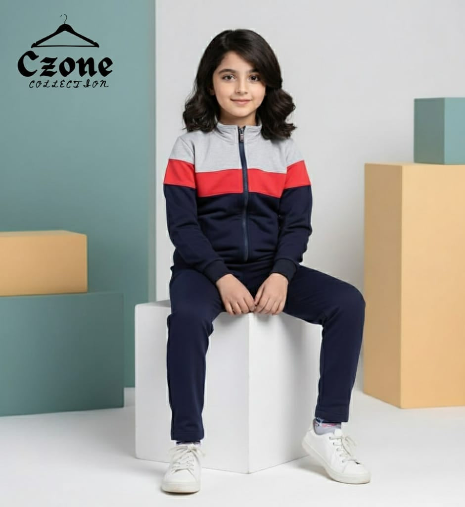 Navy blue zipper tracksuit