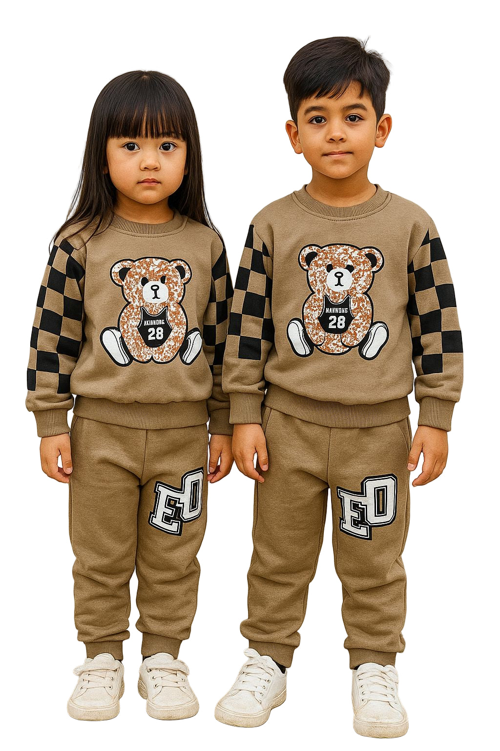 Check brown teddy tracksuit