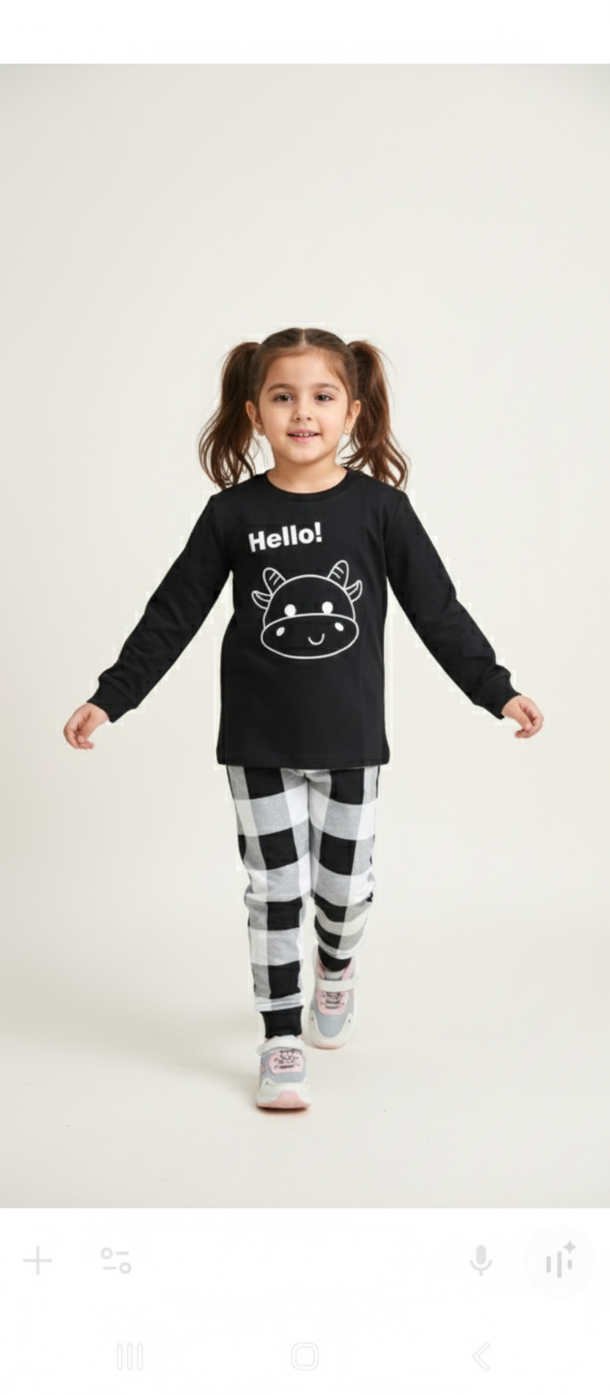 Black and white check pj set