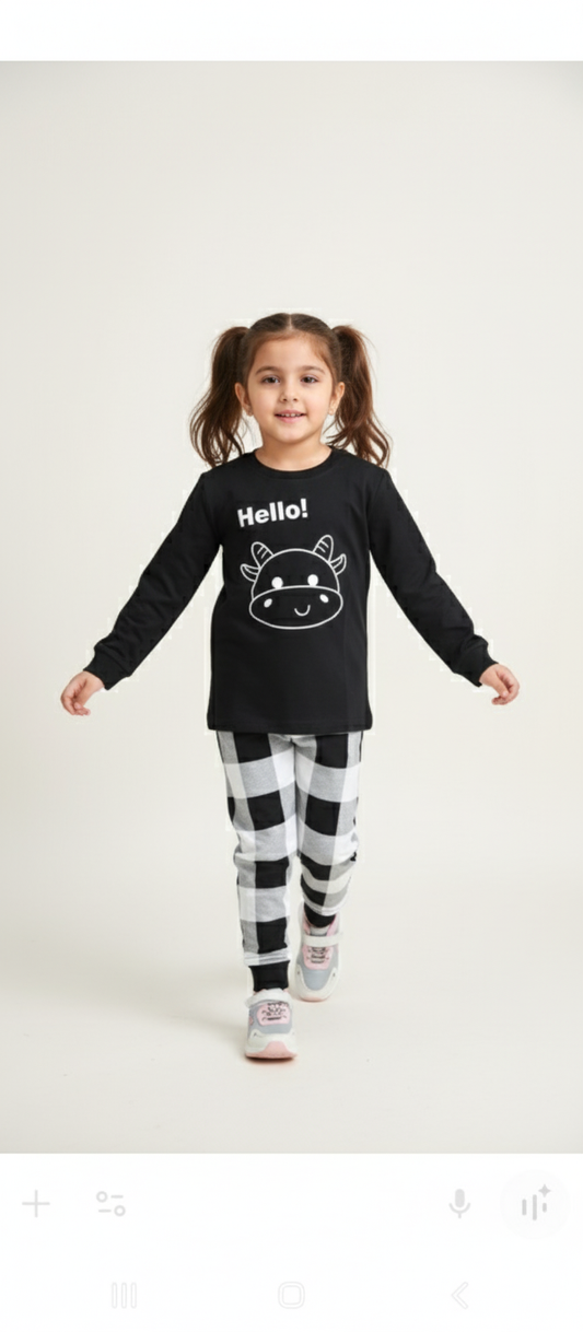 Black and white check pj set