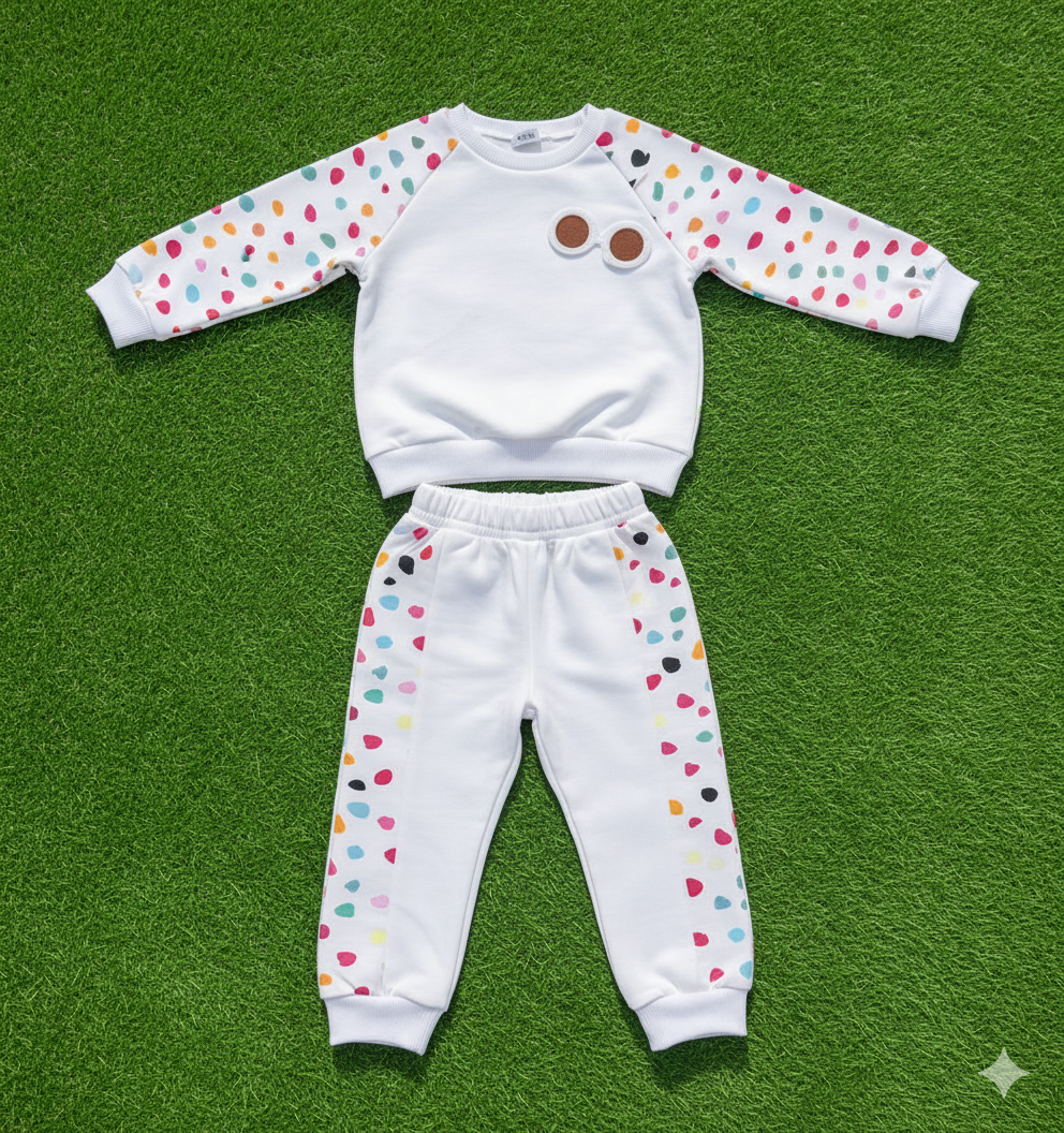 Girls white dot tracksuit