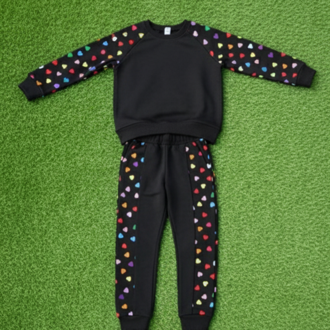 Girls colourful heart printed tracksuit