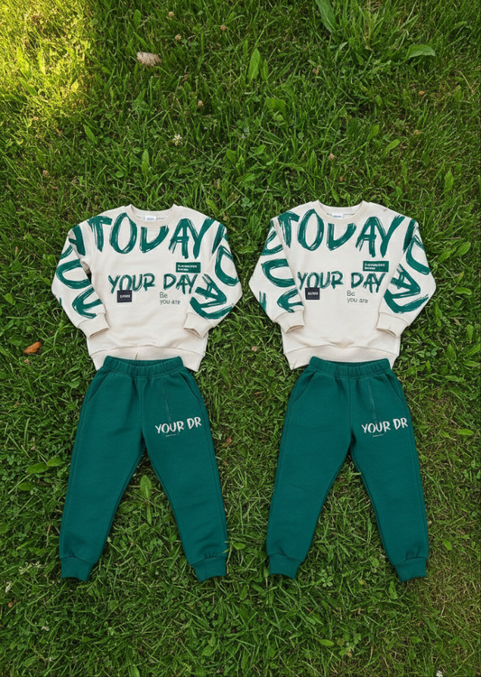 Your Day green and cream tracksuit