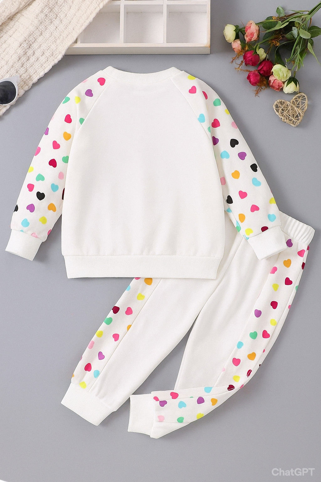 Girls white dot tracksuit