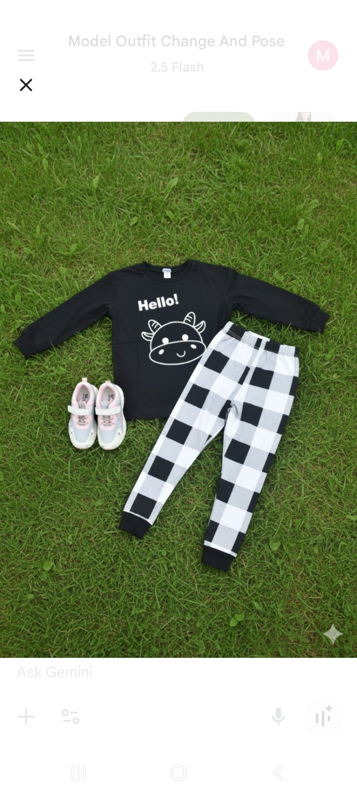 Black and white check pj set
