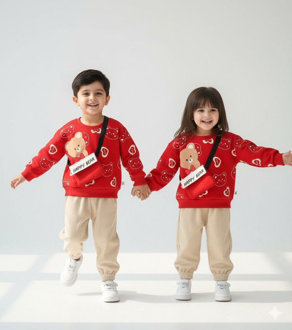 Red crossbody tracksuit