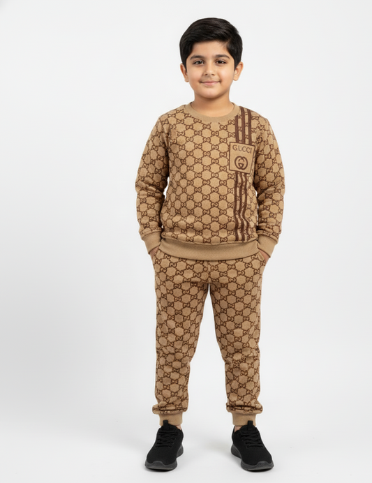 Brown Signature Print tracksuit