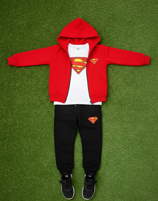 superman 3 piece zipper tracksuit