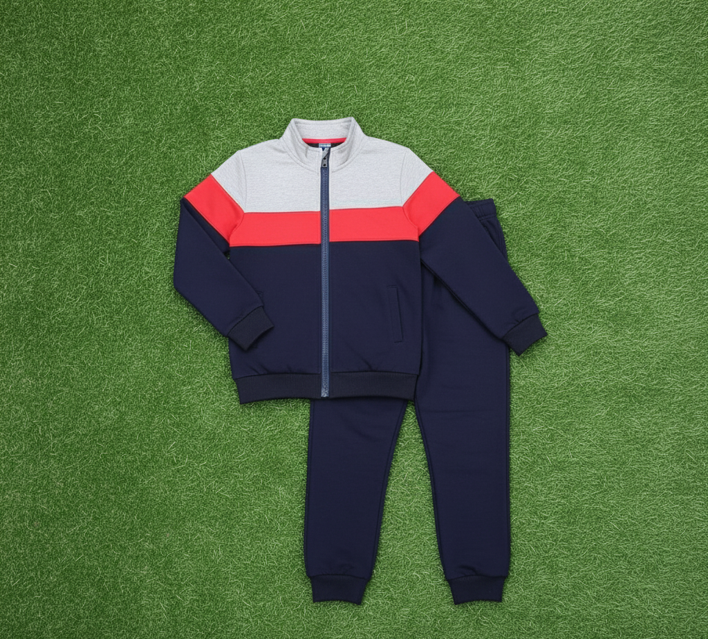 Navy blue zipper tracksuit