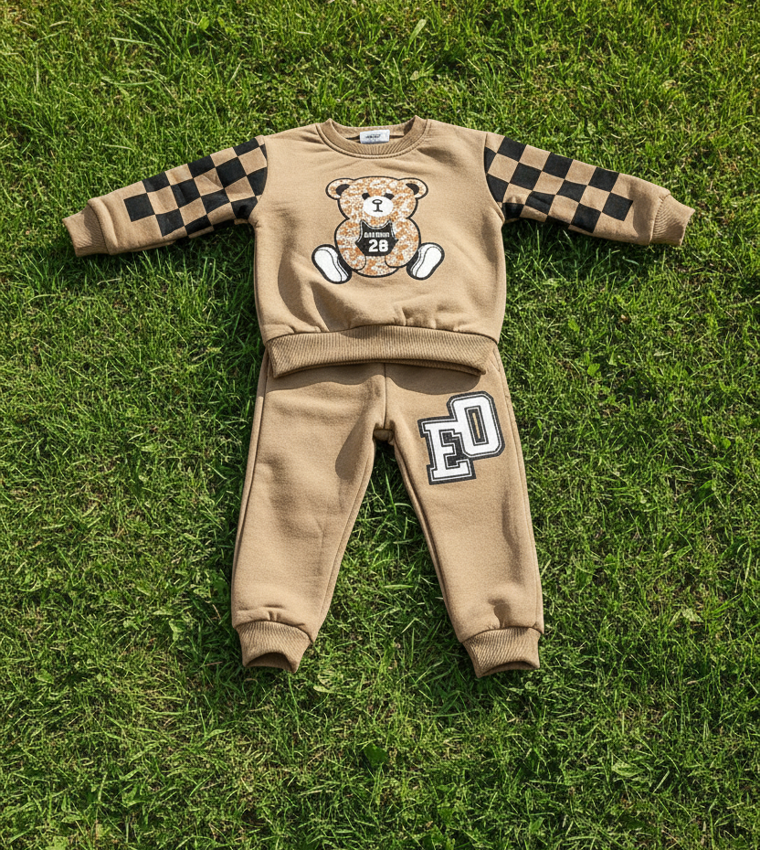 Check brown teddy tracksuit