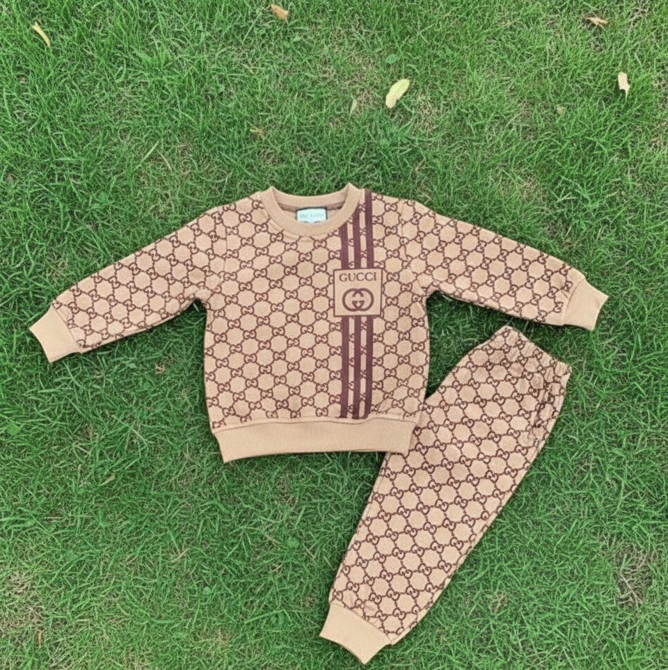 Brown Signature Print tracksuit