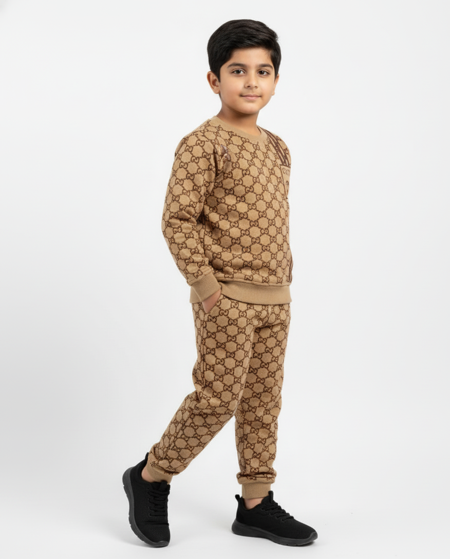 Brown Signature Print tracksuit